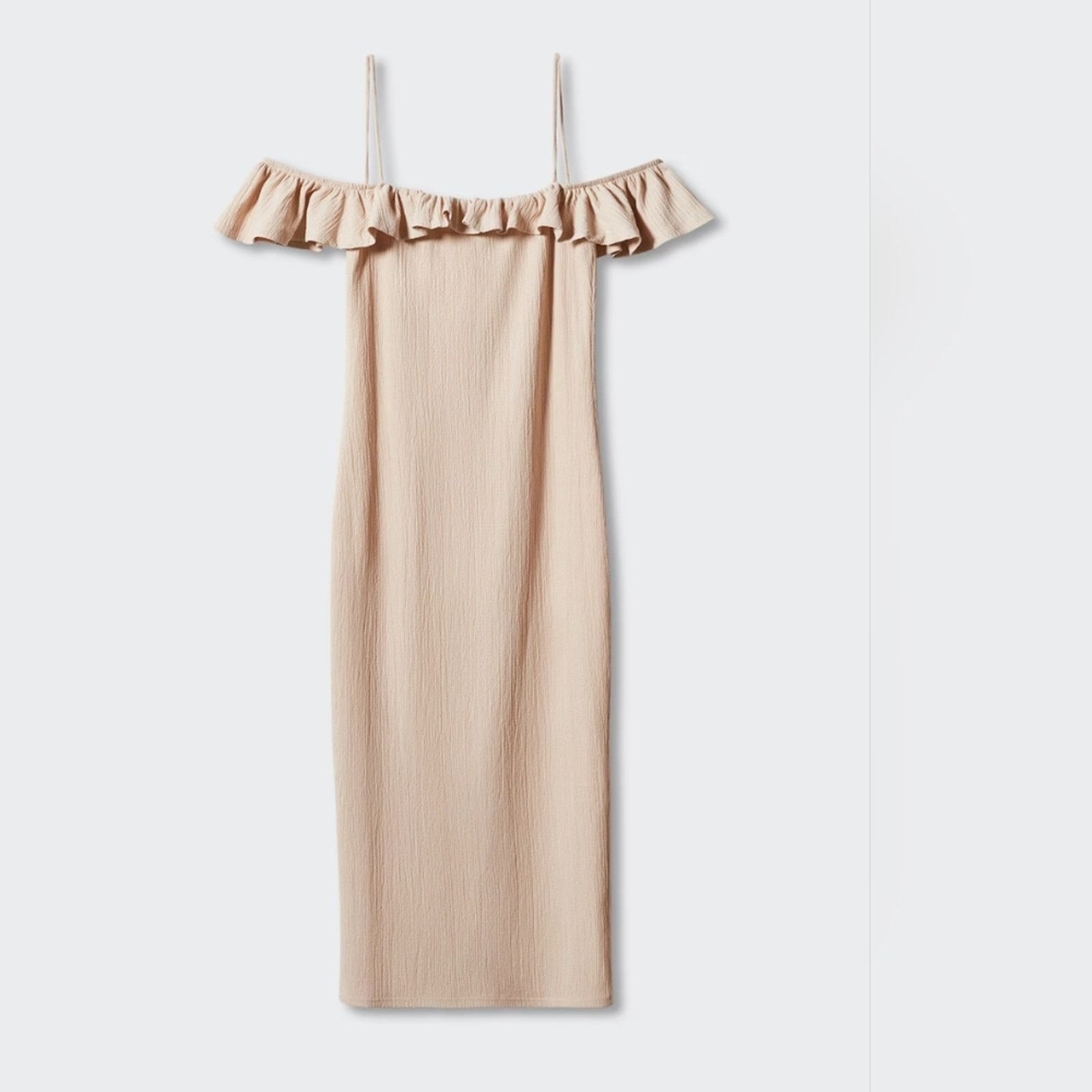 Mango Mango Janice Bone Nude Ruffle Sleeveless Midi Dress 6 NWT Size M / US 6-8 / IT 42-44 - 1 Thumbnail