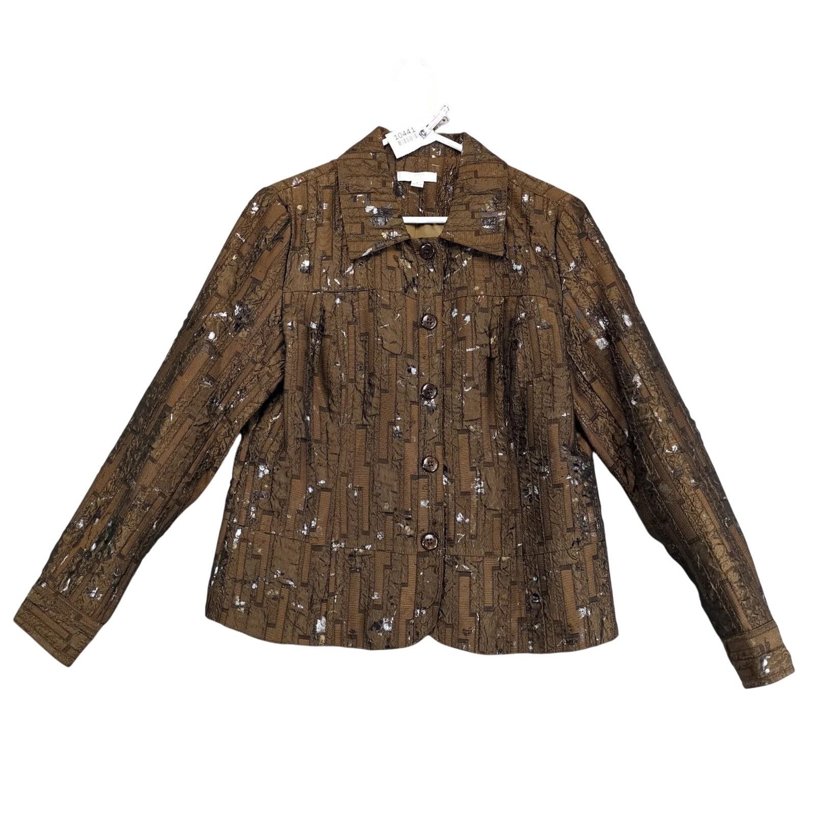 Other Erin Jacket Womens M Brown Textured Metallic Button Collared Size M / US 6-8 / IT 42-44 - 1 Thumbnail