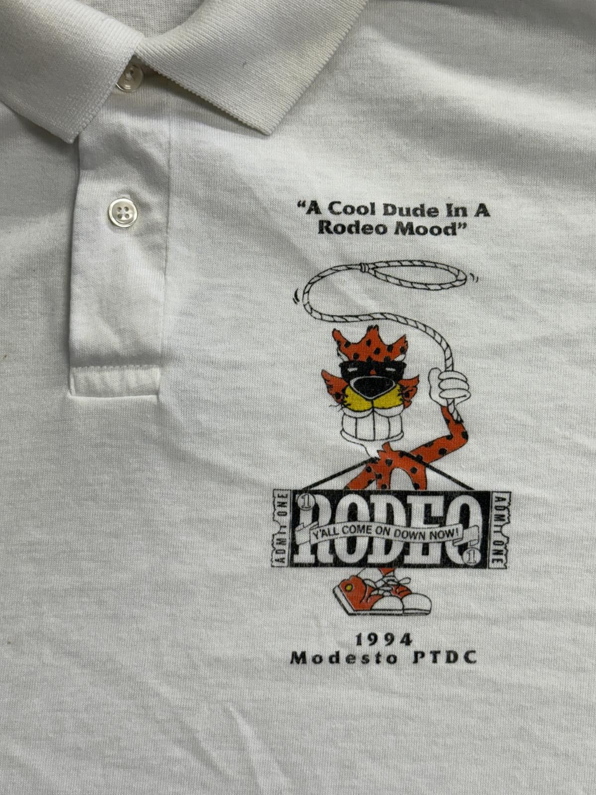Advisory Board Crystals Vintage Rodeo Polo Modesto PTDC 1994 Chester Cheetoo XL Size US XL / EU 56 / 4 - 1 Thumbnail