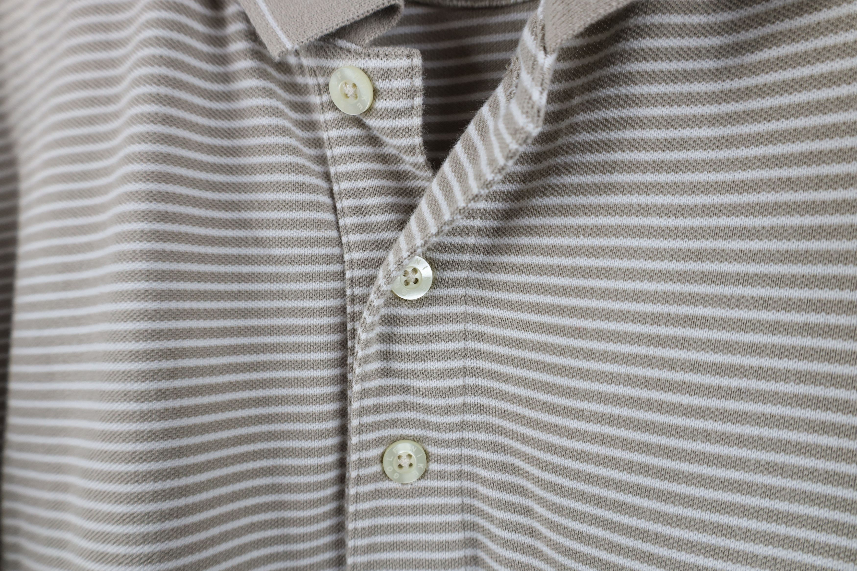 Nike Vintage Nike Golf Scott Mini Swoosh Striped Knit Polo Beige Size US XL / EU 56 / 4 - 5 Thumbnail
