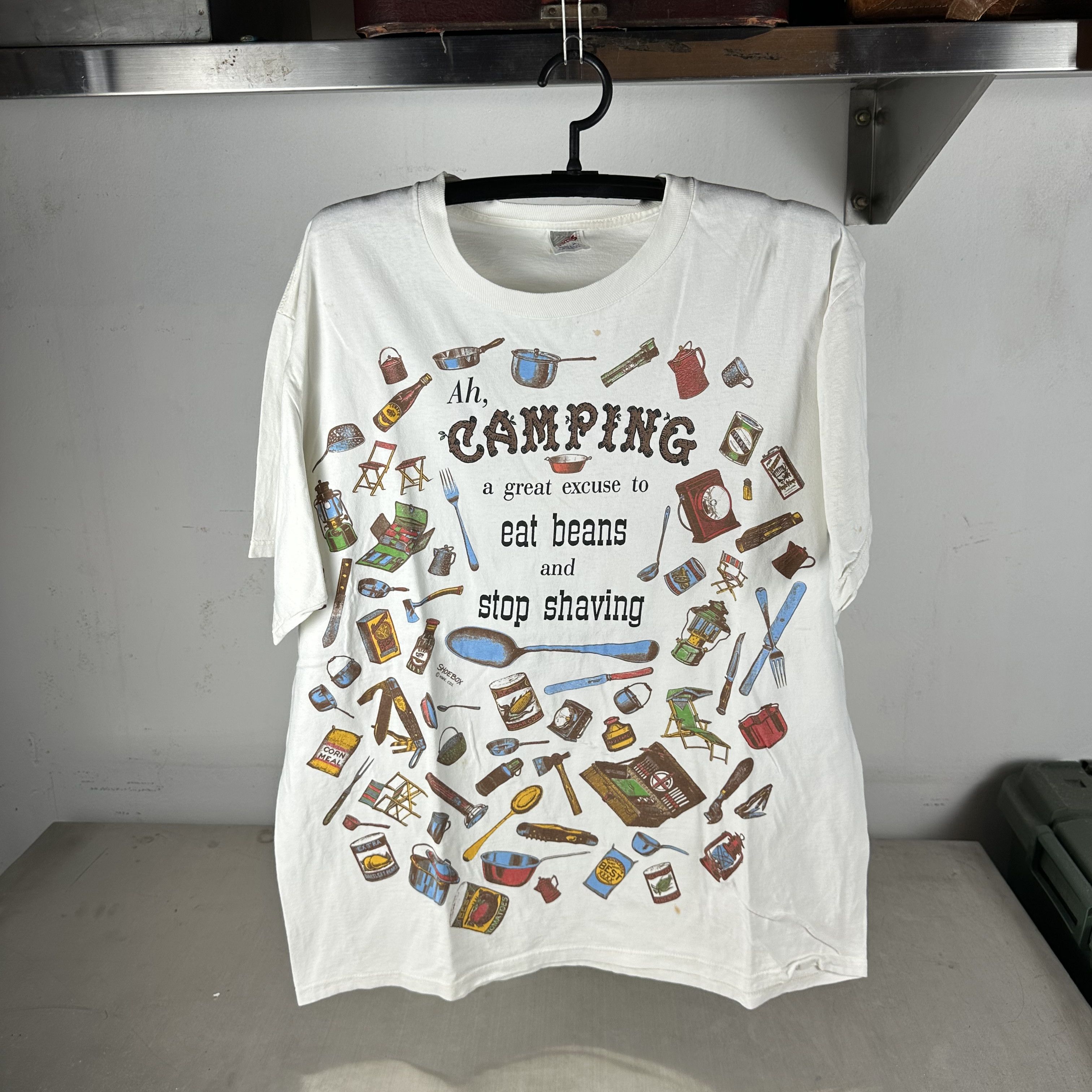 Vintage ​​​​Camping A Great Excuse to Eat Beans and Stop Shaving Tee Size US XL / EU 56 / 4 - 1 Thumbnail