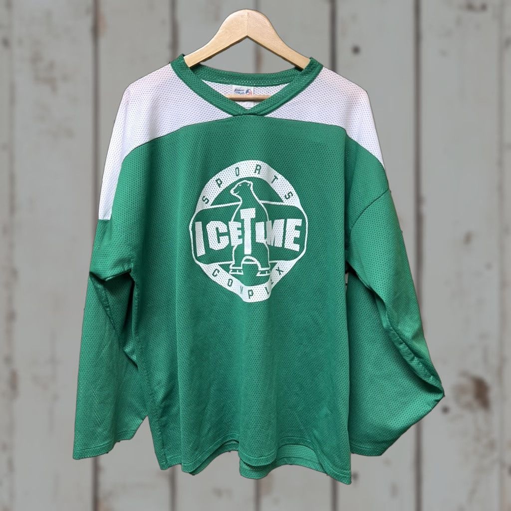 Vintage VINTAGE Athletic Knit Jersey XL Men Hockey Jersey Green White Sports 3/4 Sleeve Knit V-Neck Athletic Knit Jersey Size US XL / EU 56 / 4 - 1 Thumbnail