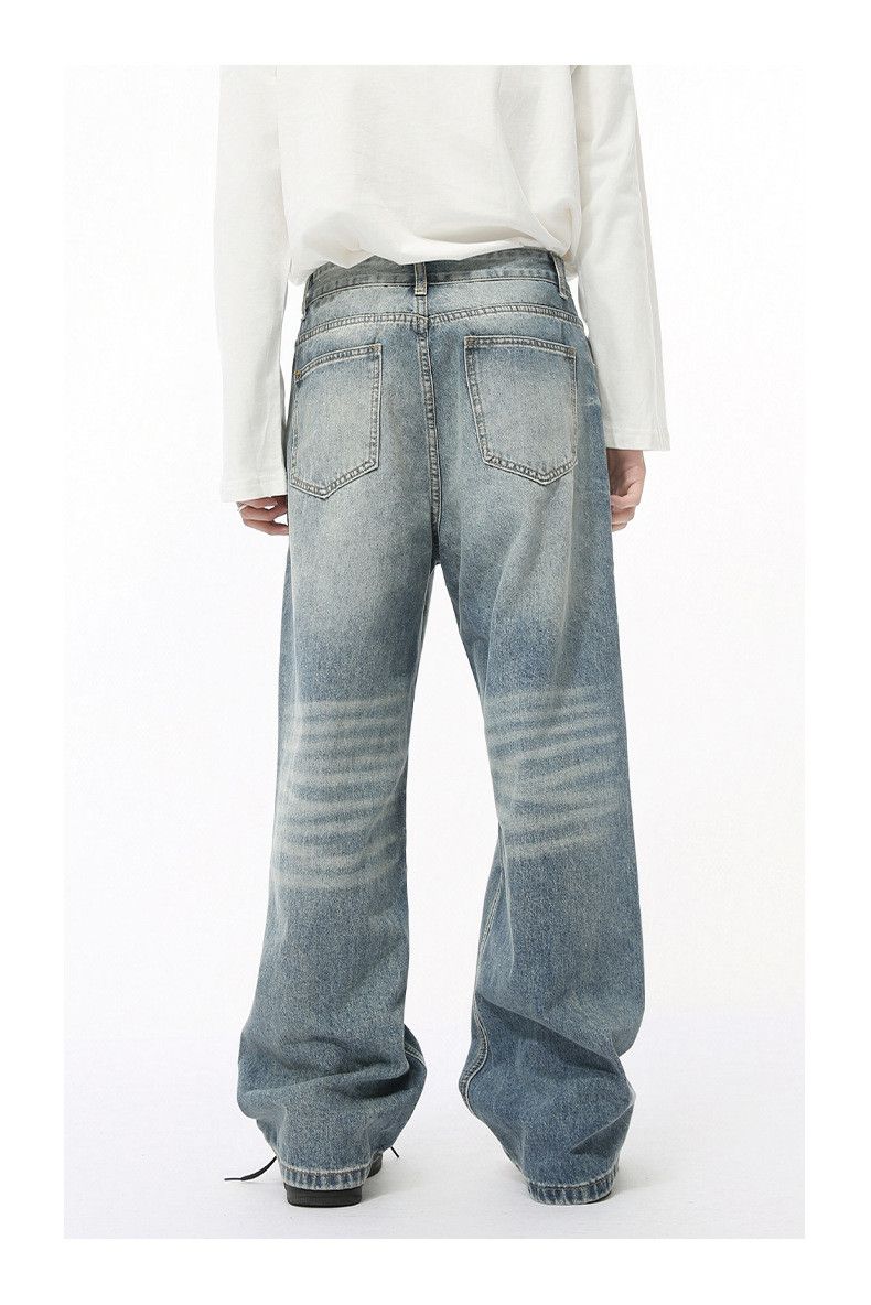 Vintage Men's Japanese Retro Loose Straight Washed Distressed Jeans Size US 32 / EU 48 - 5 Thumbnail
