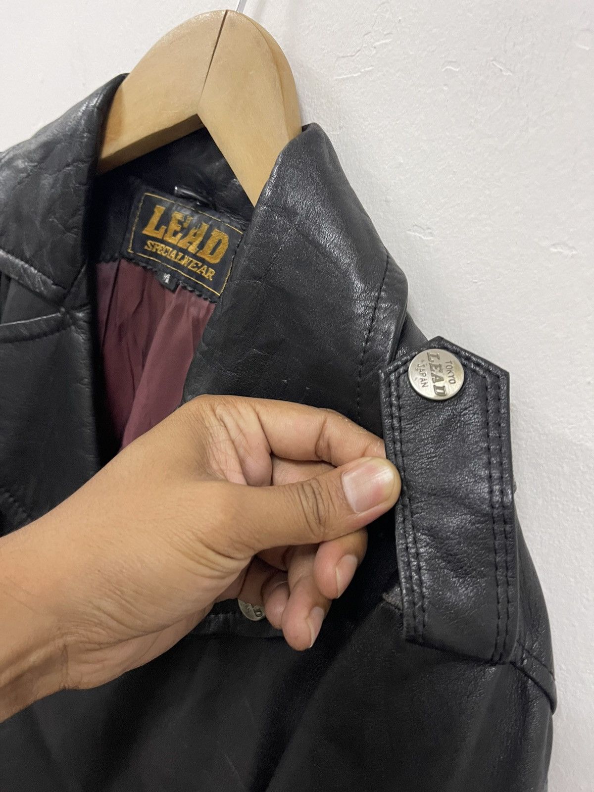 Japanese Brand × Vintage LEAD TOKYO JAPAN SPECIALWEAR DOUBLE COLLAR LEATHER JACKET Size M / US 6-8 / IT 42-44 - 8 Thumbnail