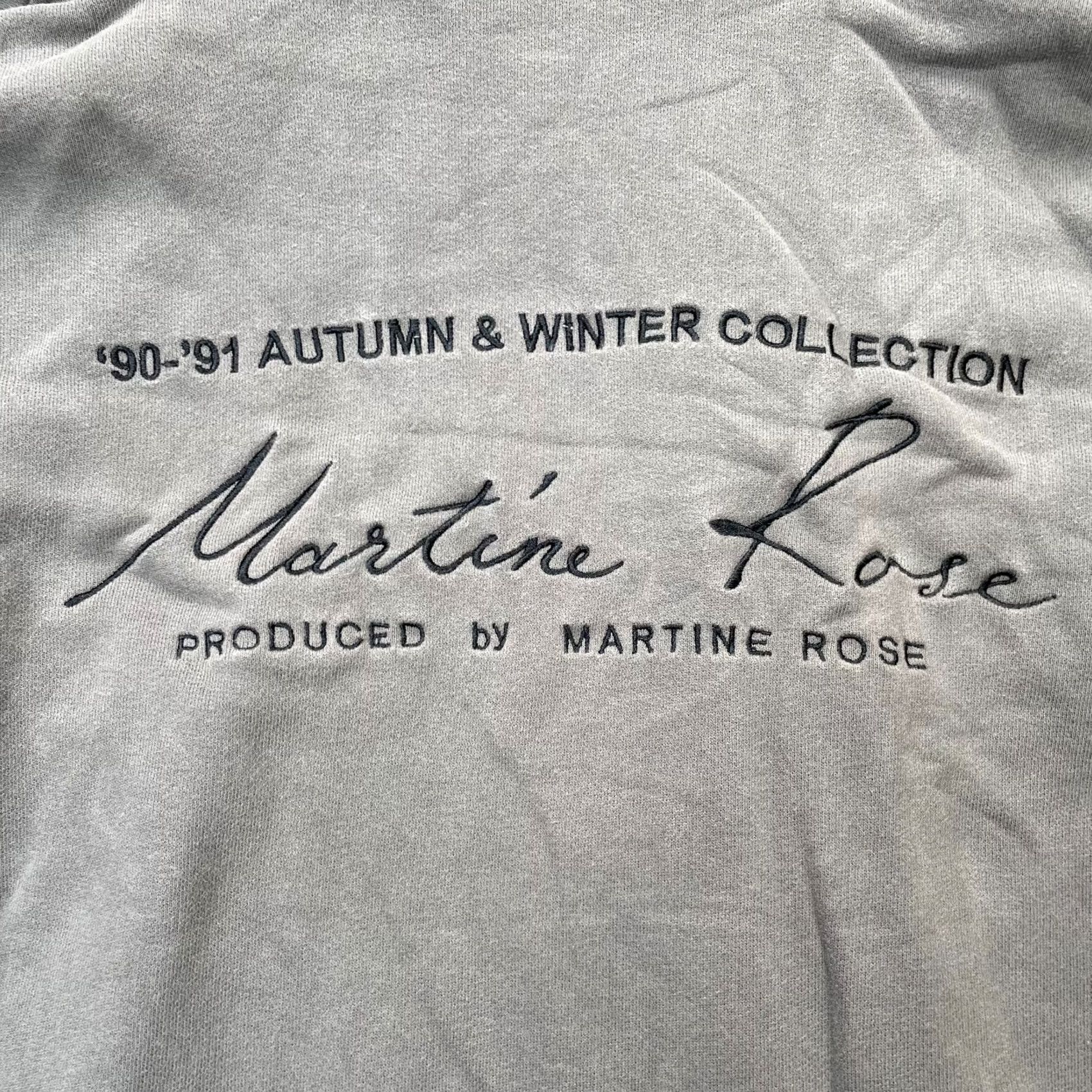 Martine Rose Martine Rose Hoodie Mens Medium Gray Spellout Cotton Fleece Embroidered Pullover Shirt Size US L / EU 52-54 / 3 - 2 Thumbnail