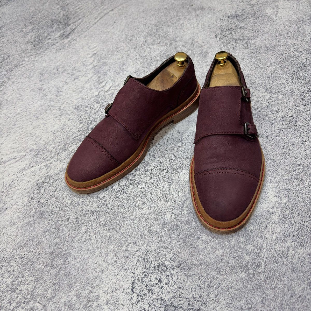 Pollini Pollini Mens Nubuck Leather Double Monk Shoes US9 UK8 EU42 Size US 9 / EU 42 - 2 Thumbnail