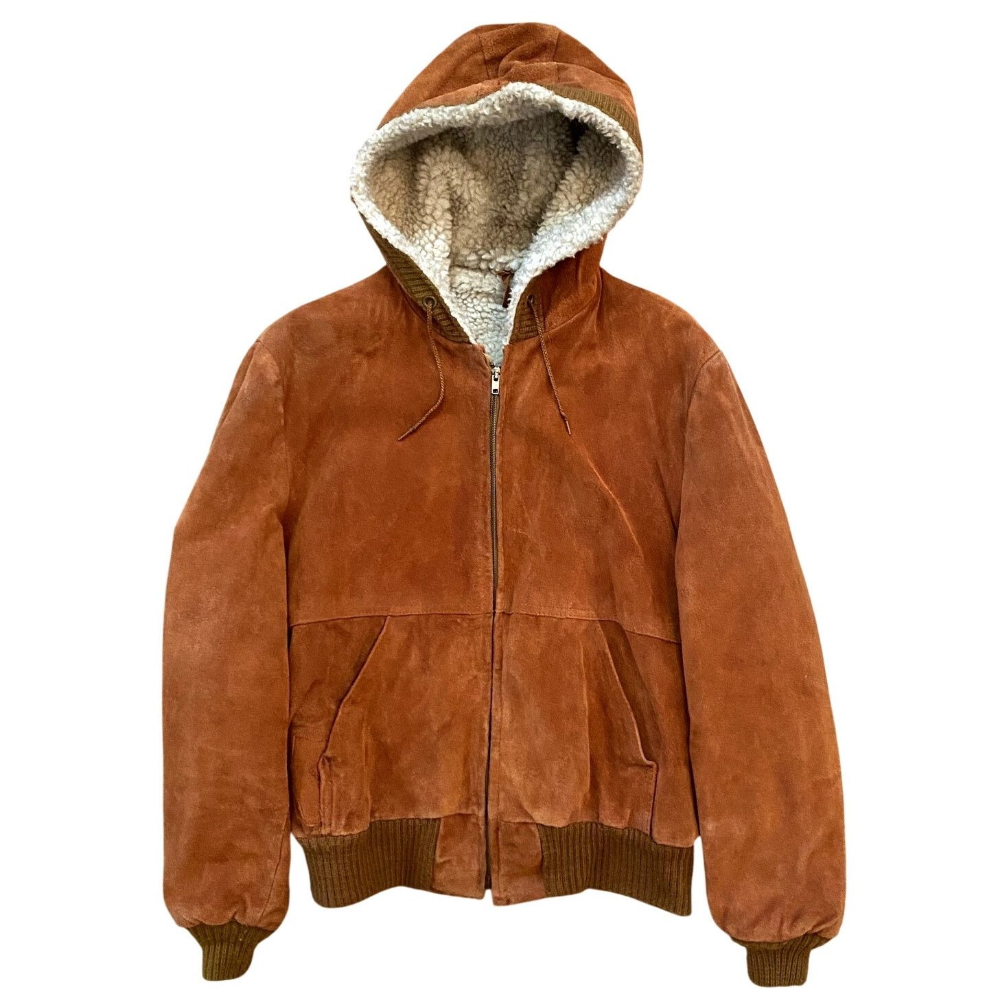 Vintage Vintage 70s Western Suede Cowhide Sherpa Lined Hoodie Jacket Size US M / EU 48-50 / 2 - 1 Thumbnail