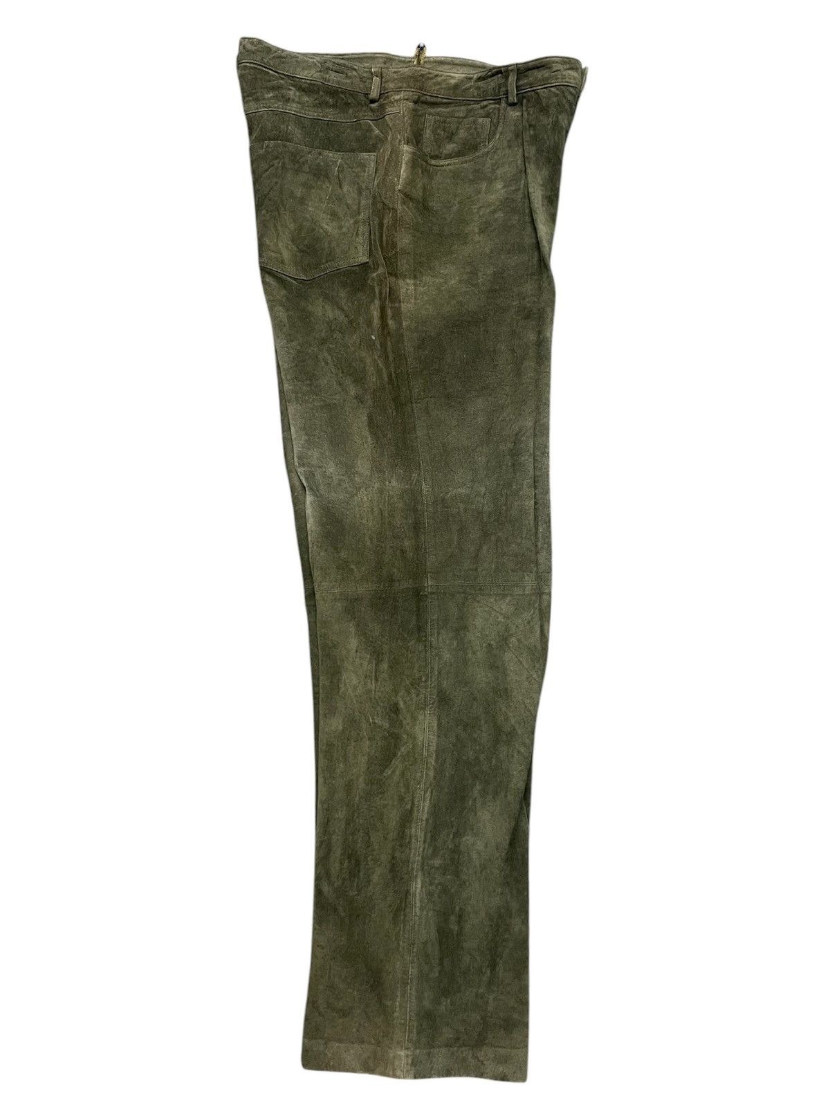 Genuine Leather × Leather × Vintage Amazing Vtg Brandon Thomas leather olive suede trouser pants Size US 32 / EU 48 - 3 Thumbnail