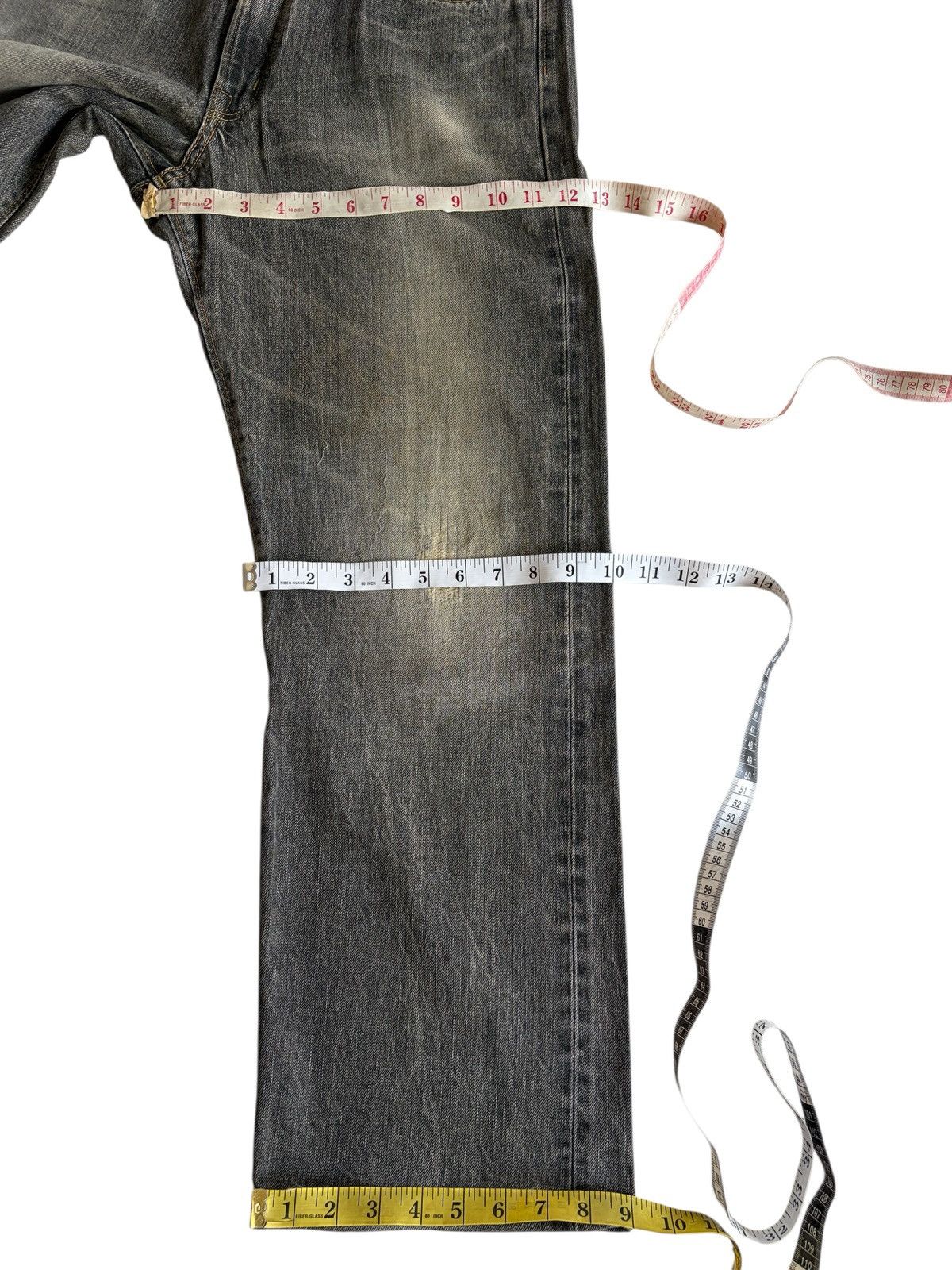 Edwin VINTAGE EDWIN 505Z SELVEDGE FADED & RUSTY DISTRESSED DENIM Size US 31 - 22 Thumbnail