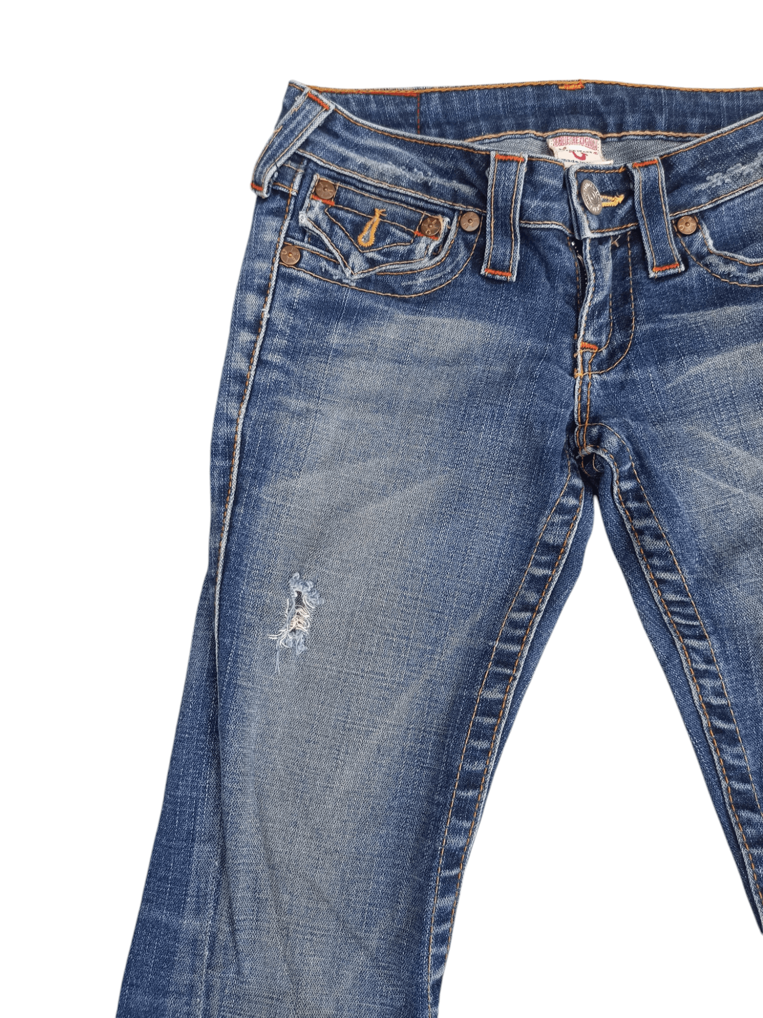 True Religion True Religion Low Rise Distressed Flare Jeans Size 25" / US 0 / IT 36 - 4 Thumbnail