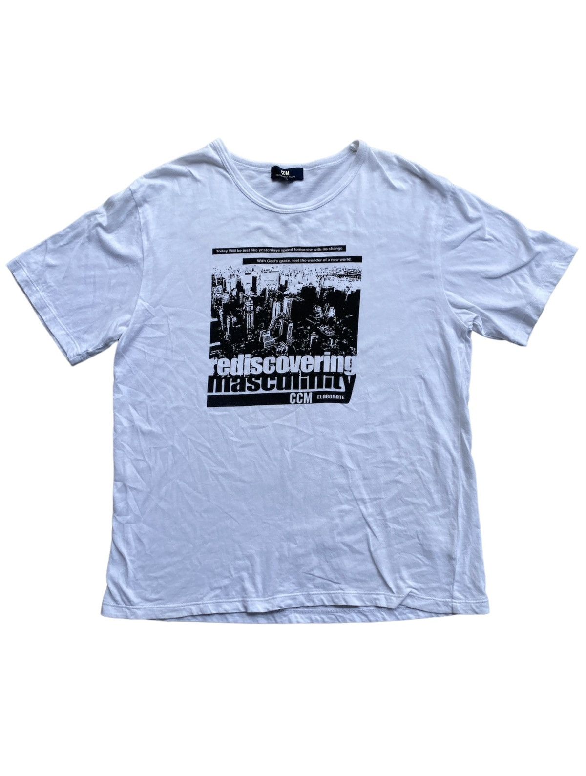 image of Junya Watanabe x Ppfm VTG Rediscovering Masculinity Poem Tee in White, Men's (Size Large)
