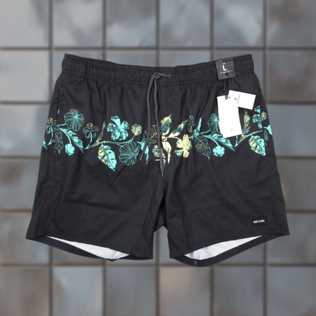 Rip Curl RIP CURL Board Shorts Mens Large Black Floral Lay Days 6" Lined Surf Swim Trunks Size US 33 - 1 Thumbnail