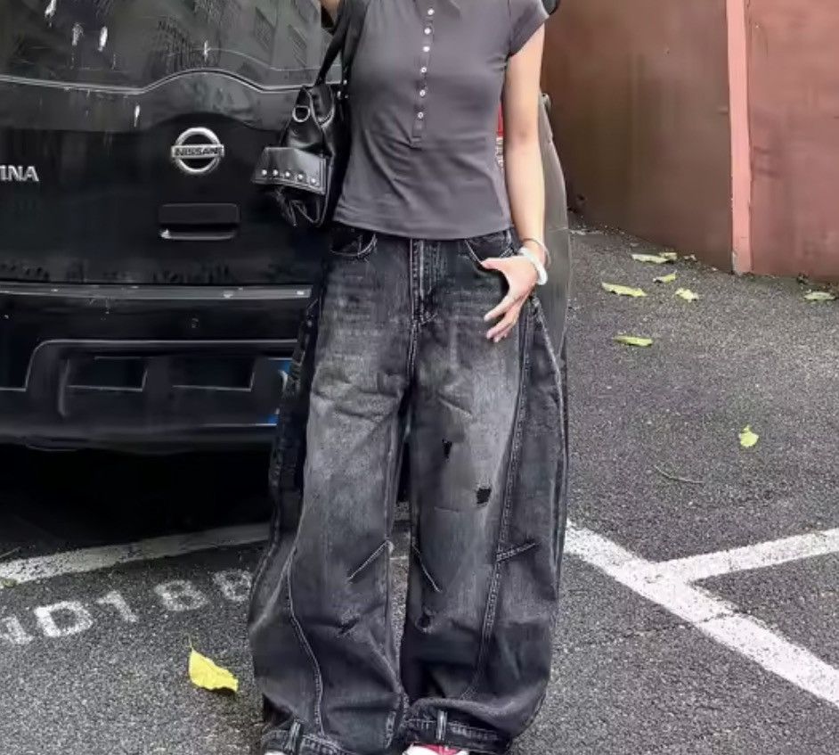 Japanese Brand Casual Loose Grunge Y2k Denim Pant Size 33" - 4 Thumbnail