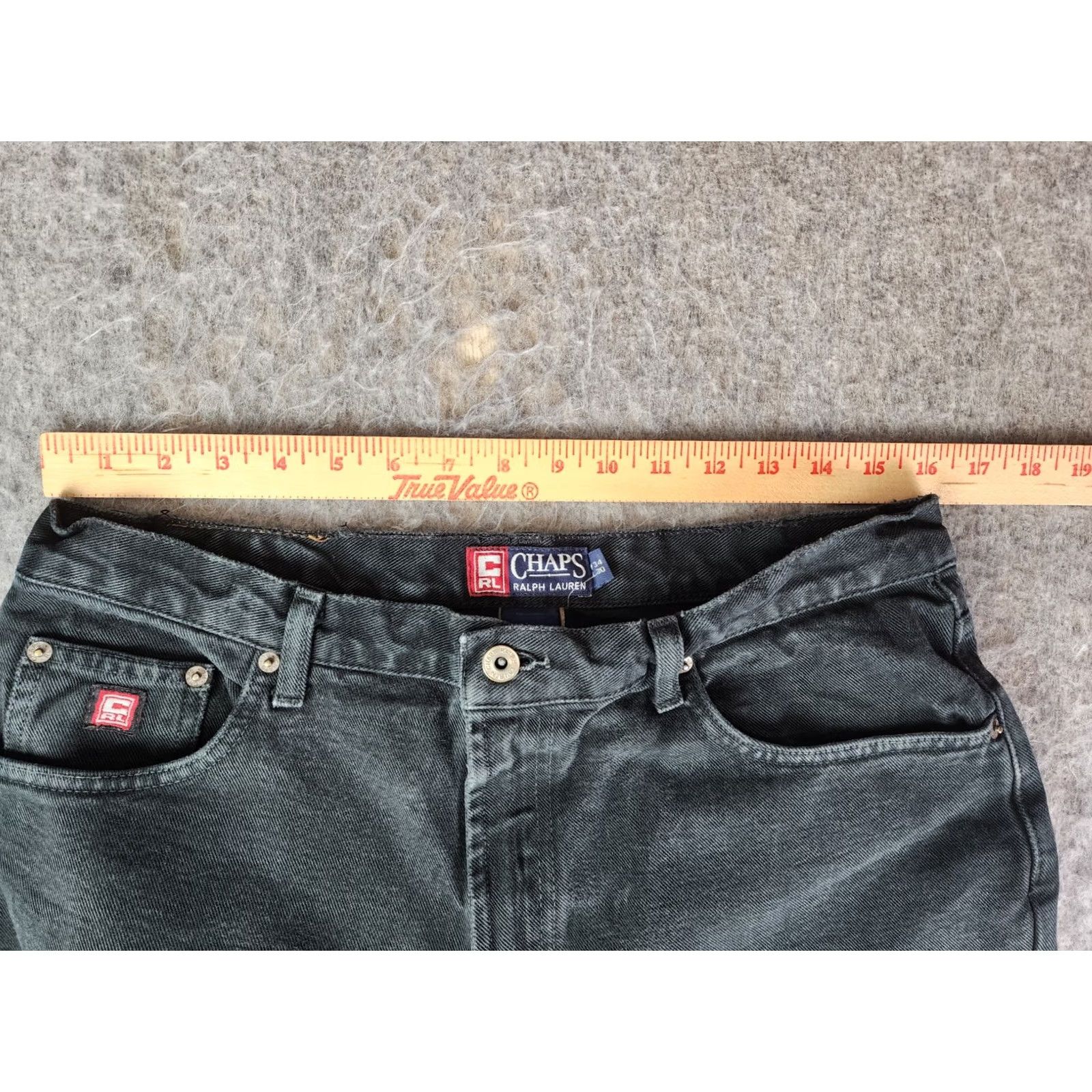 Chaps Chaps Ralph Lauren Jeans Men 34 x 30 Black Denim Straight Leg Vintage No holes 5-Pocket Logo, USA, Regular Fit, Cotton Denim Jeans Size US 34 / EU 50 - 7 Thumbnail