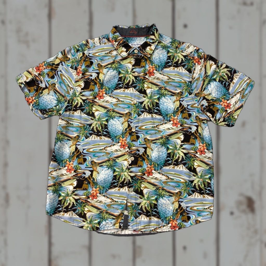 Tommy Bahama Tommy Bahama Island Zone Shirt Men L Floral Hawaiian Button-Up Silk Polyester Blue Mens Size US L / EU 52-54 / 3 - 1 Thumbnail
