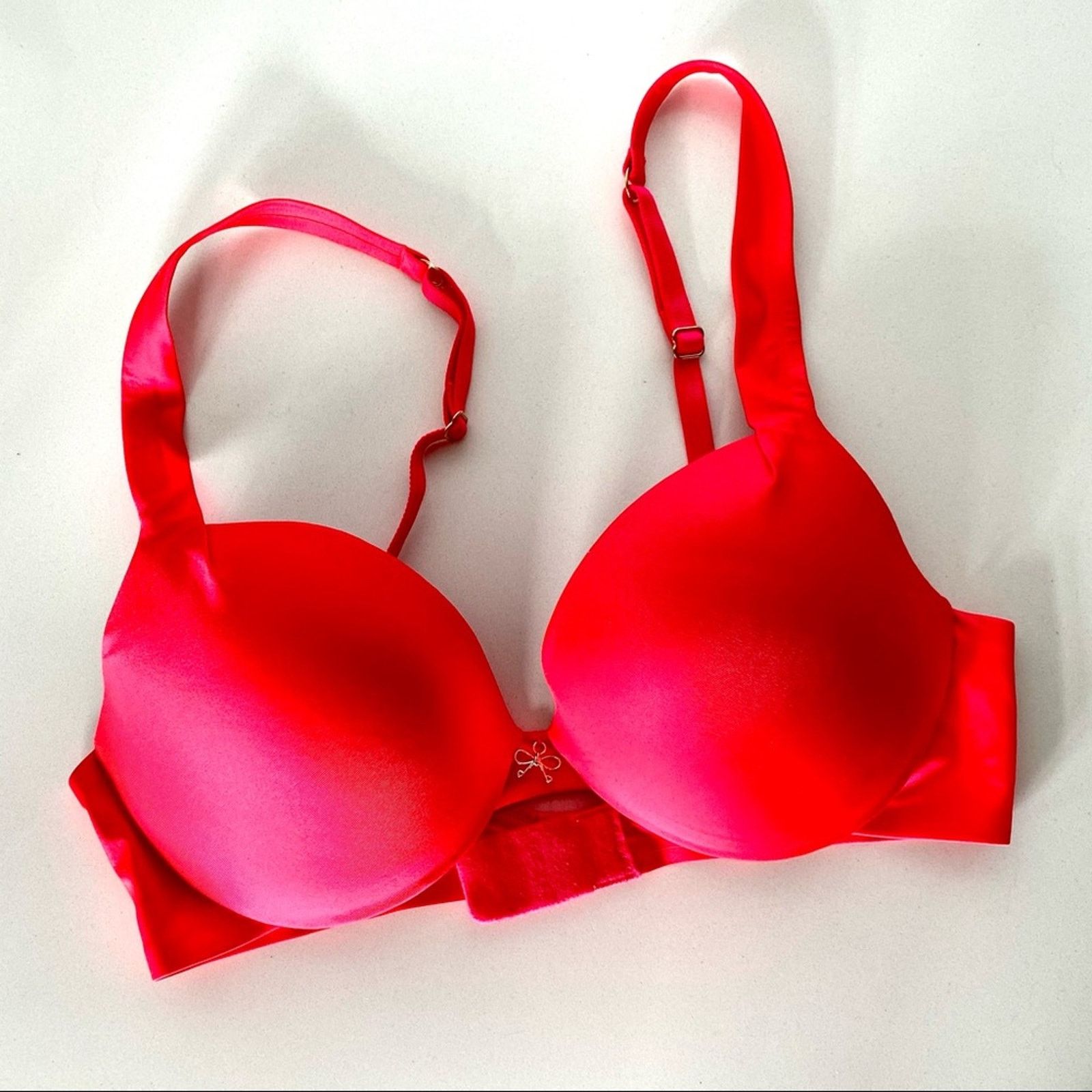 New Victorias Secret Hot Neon Pink Charm Plunge Padded Bra, Women's (Size Small)