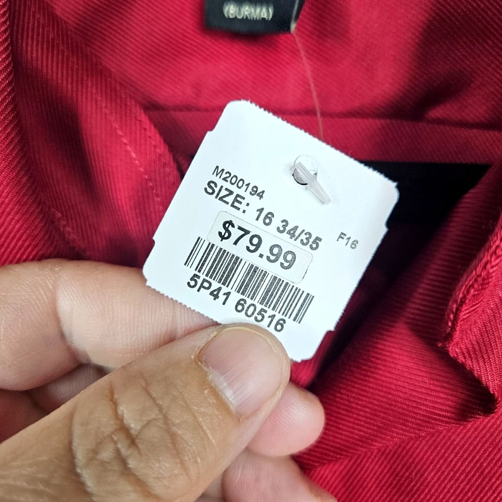 Pronto Uomo PRONTO UOMO Shirt Button-Up Red 100% Cotton Long Sleeve Size 16 New Non-Iron Button-Down Collar Mens Regular Cloth Shirt Size US L / EU 52-54 / 3 - 6 Thumbnail