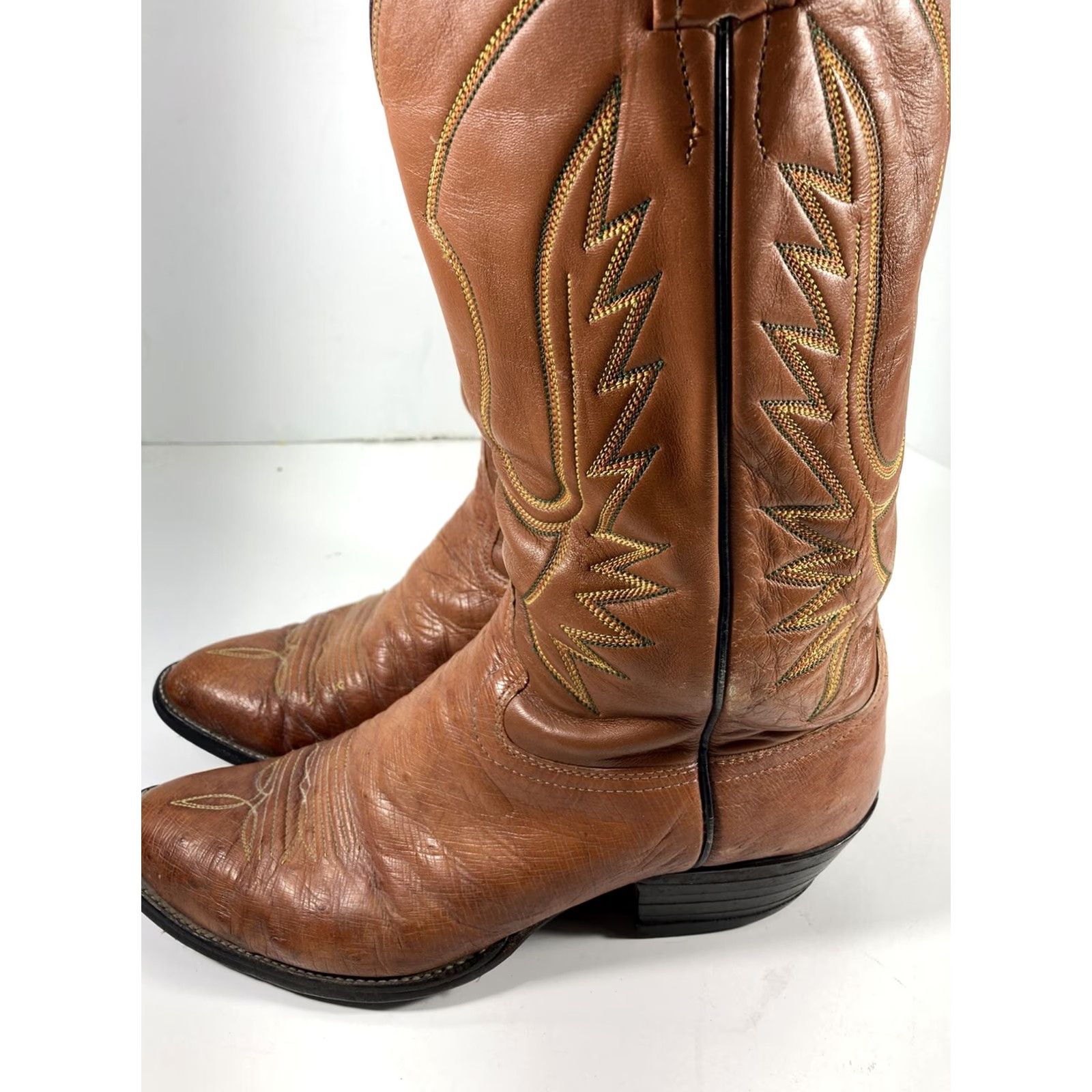 CO Adams Boot Co Smooth Ostrich Boots Men Size 10 D Peanut Brittle Western Vintage Boots Size US 10 / EU 43 - 4 Thumbnail