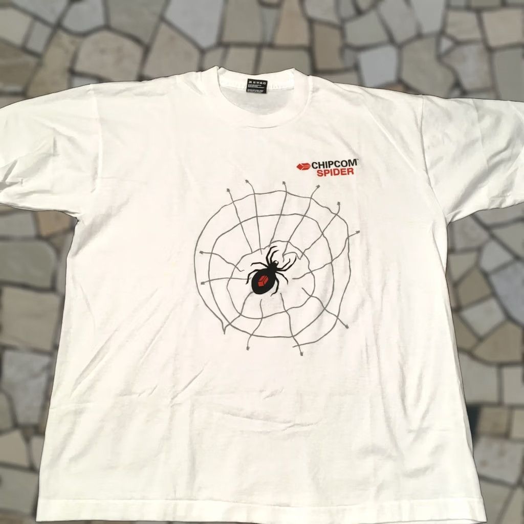 Vintage CHIPCOM Spider T-Shirt Size (XL) 1990'S USA MADE INFINEONS SPIDERSOM Size US XL / EU 56 / 4 - 1 Thumbnail