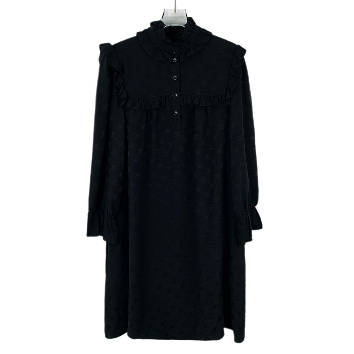 Celine Celine All-over Triomphe Silk Lace Long Sleeve Dress K26WX Size S / US 4 / IT 40 - 1 Thumbnail