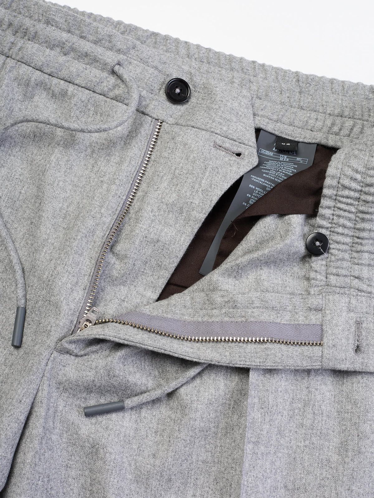 Ermenegildo Zegna ERMENEGILDO ZEGNA Gray Wool-Cashmere-Silk Drawstring Size US 36 / EU 52 - 6 Thumbnail