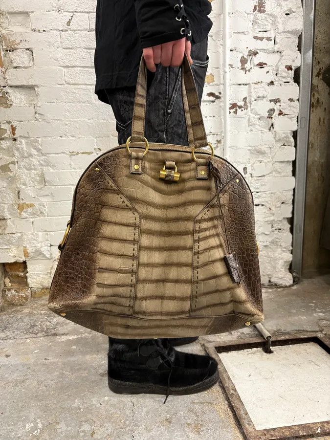 Yves Saint Laurent Yves Saint Laurent Easy Muse Crocodile Effect Gradient Brown Leather Bag Size ONE SIZE - 3 Thumbnail
