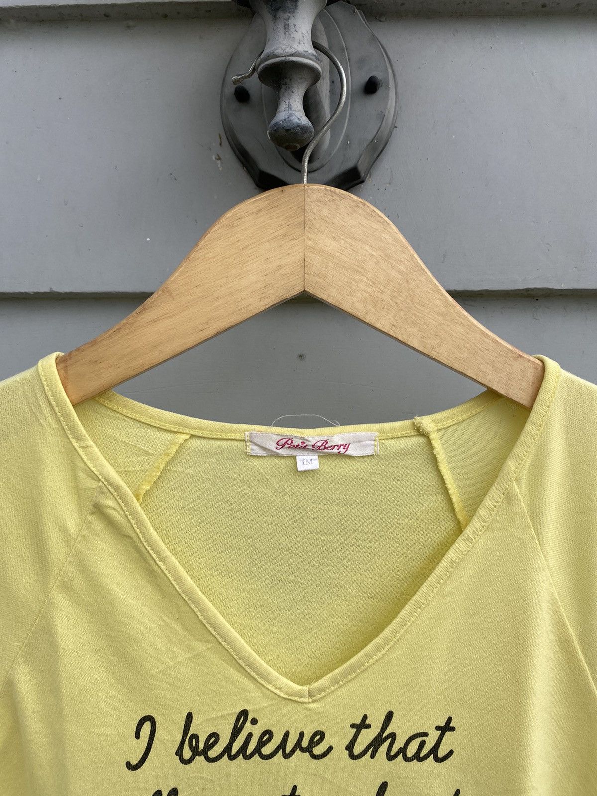 Japanese Brand Petit Berry Tees with Rope Details Word LUCK on The Center Size ONE SIZE - 2 Thumbnail
