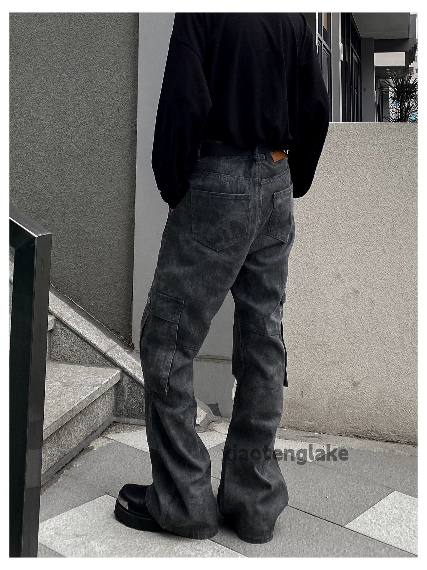 Jean × Vintage washed faded patchwork punk grunge flared cargo pants Size US 32 / EU 48 - 3 Thumbnail