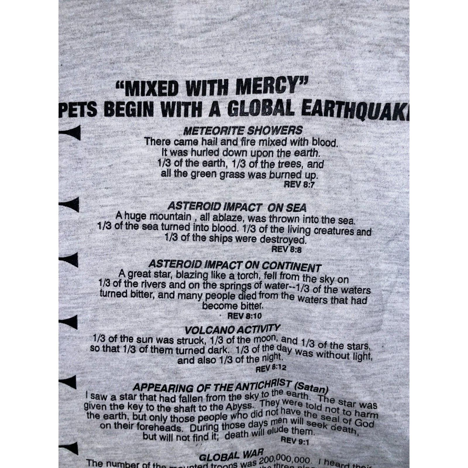 Jerzees Vintage Revelations Shirt Mixed Mercy Jesus Bible Tee 90s Size US L / EU 52-54 / 3 - 7 Thumbnail