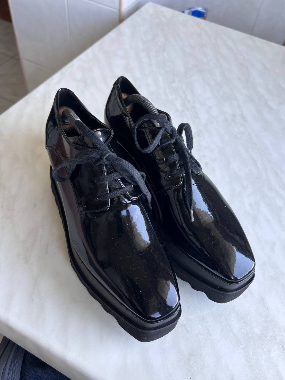 Stella McCartney Stella McCartney Elyse High Platform Leather Shoes Black Size US 8 / IT 38 - 14 Thumbnail