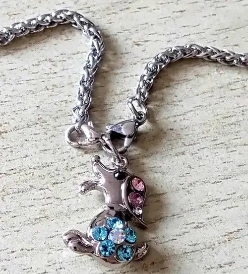 Designer × Japanese Brand Punk Goth Sapphire Rhinestones Bird Buddies Silver Necklace Size ONE SIZE - 1 Thumbnail