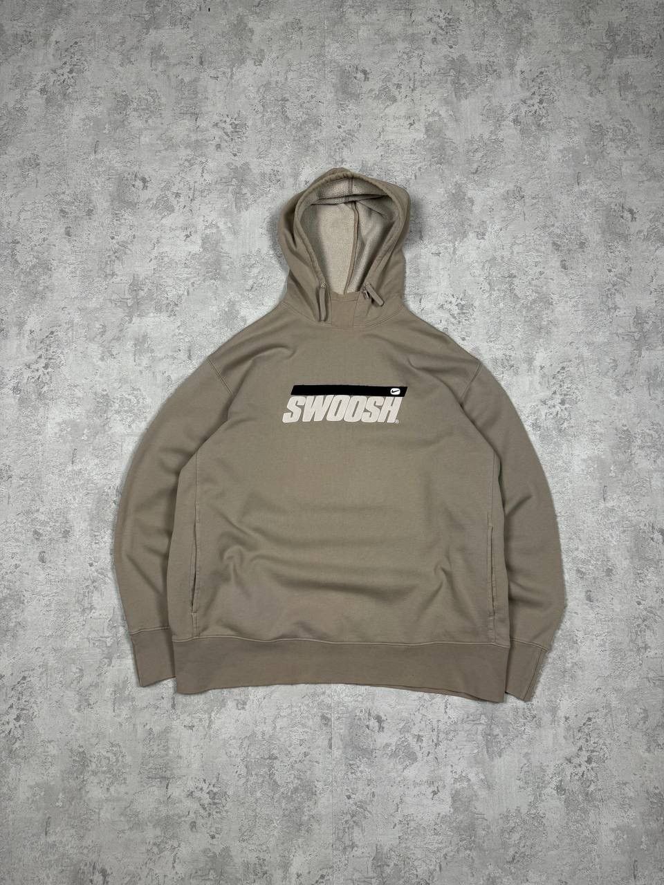 Nike Vintage Nike Swoosh Beige Hoodie Big Logo Size US L / EU 52-54 / 3 - 1 Thumbnail