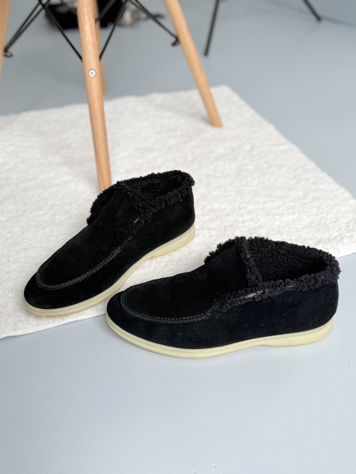 Loro Piana Loro Piana Open Walk Suede Shearling Loafers Black Size US 10 / EU 43 - 4 Thumbnail