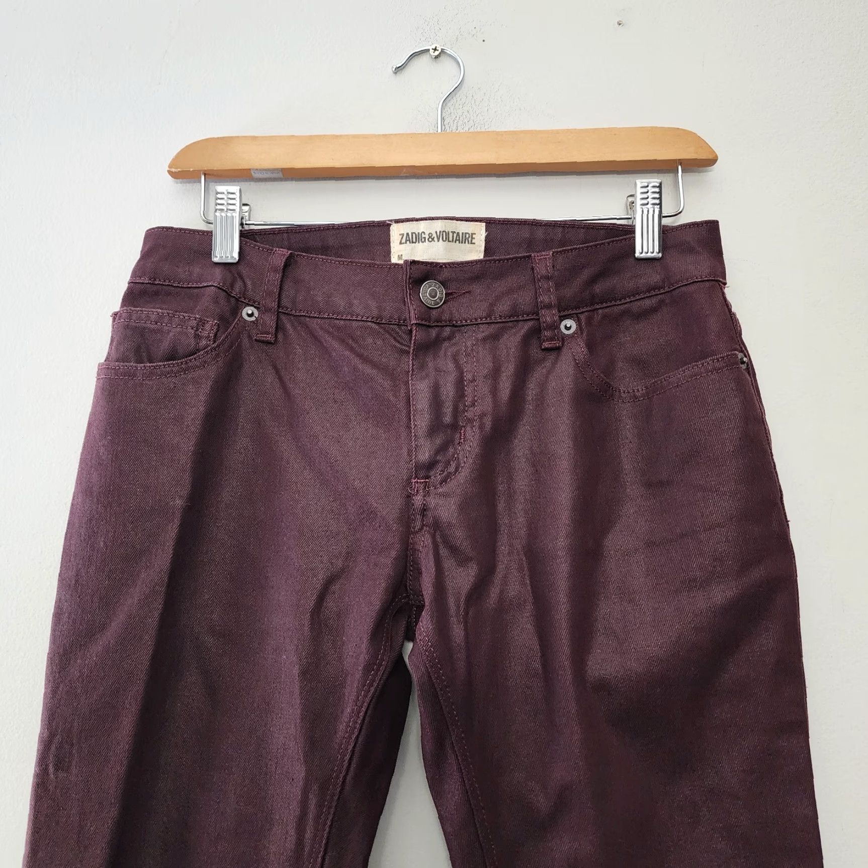 Zadig & Voltaire Zadig Voltaire Pants Womens 28x28 Burgundy Darkside Frayed Split Hems Size 28" / US 6 / IT 42 - 4 Thumbnail