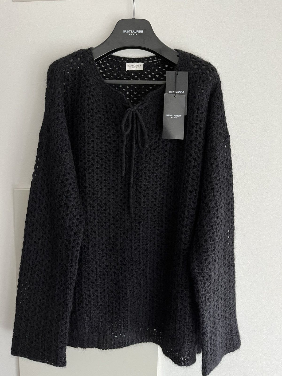 Saint Laurent Paris Saint Laurent Super Runway Laced Crochet Distressed Sweater Size US XL / EU 56 / 4 - 22 Thumbnail