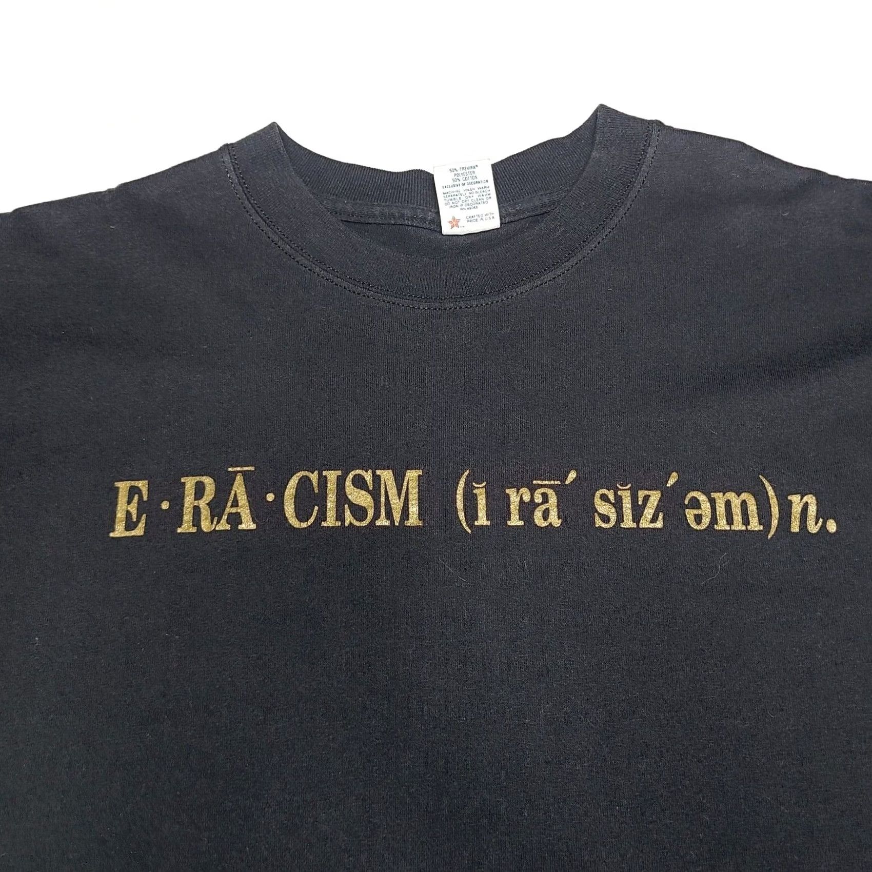 Soffe VINTAGE Eracism T-Shirt Double Sided Adult XL 90's Soffe Made In USA Size US XL / EU 56 / 4 - 6 Thumbnail
