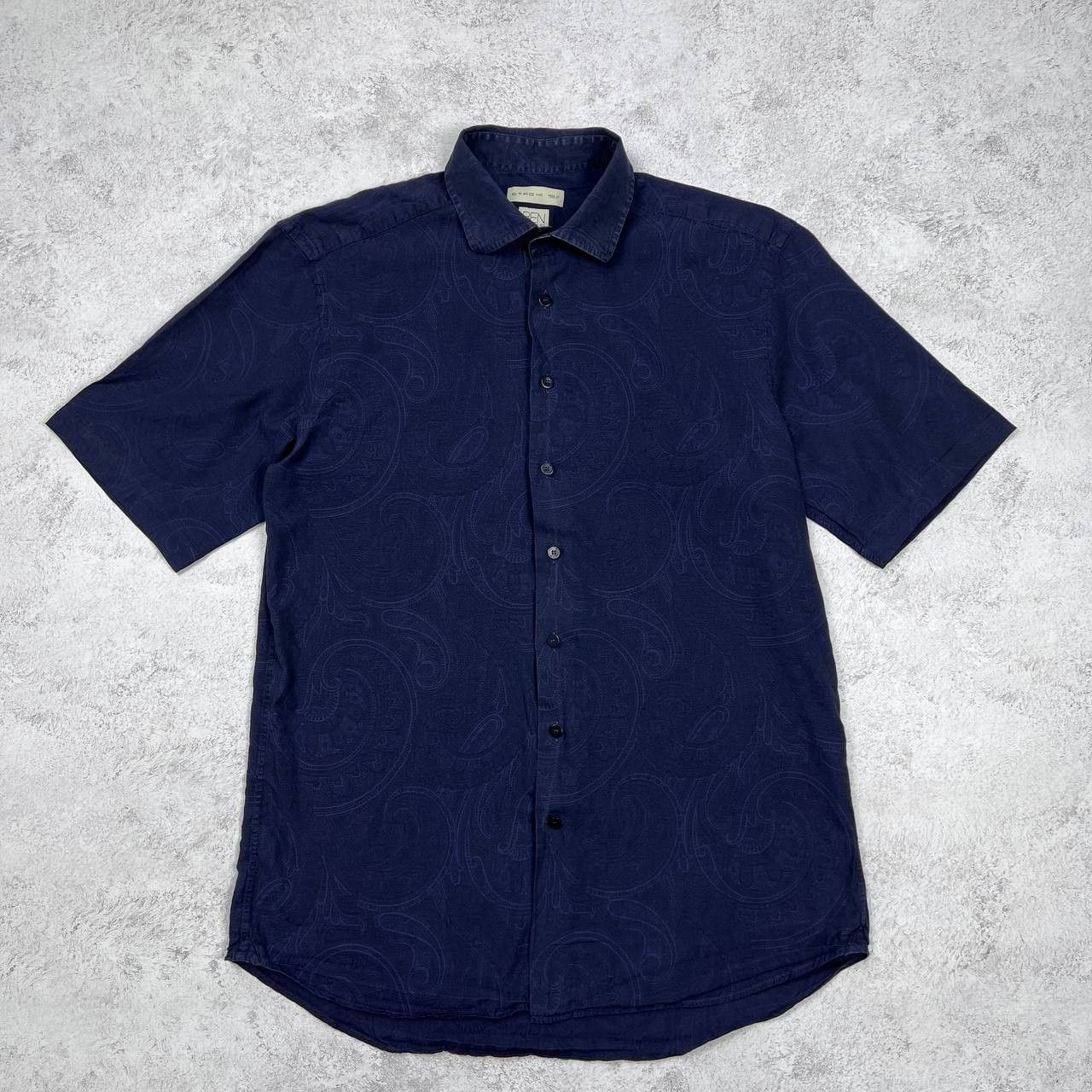Etro ETRO Milano Men's Blue Paisley Jacquard Short Sleeve Shirt Size US XS / EU 42 / 0 - 1 Thumbnail