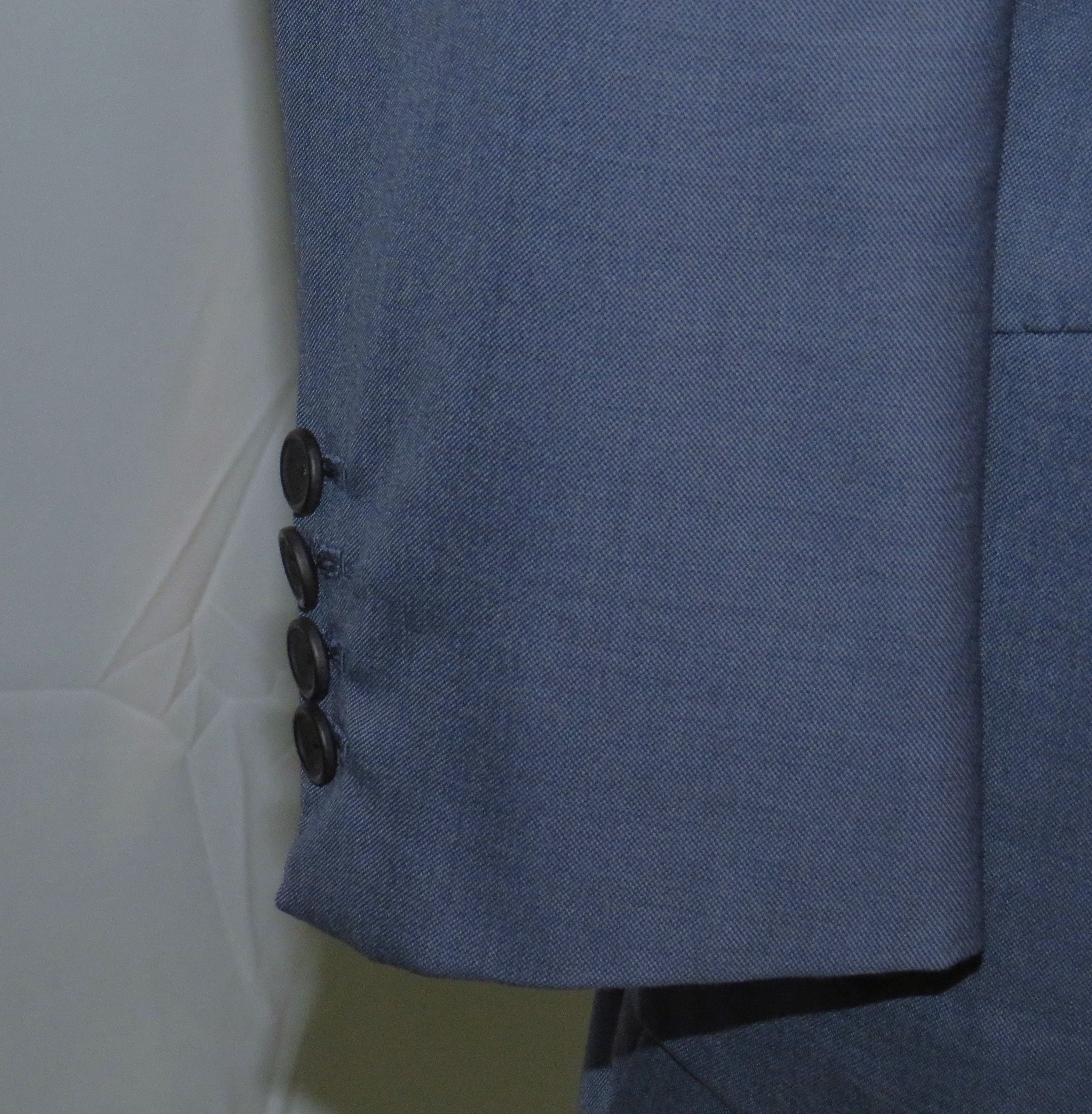 Huntsman Bespoke 2022 Solid Blue One Button Suit 34S Size 34S - 10 Thumbnail