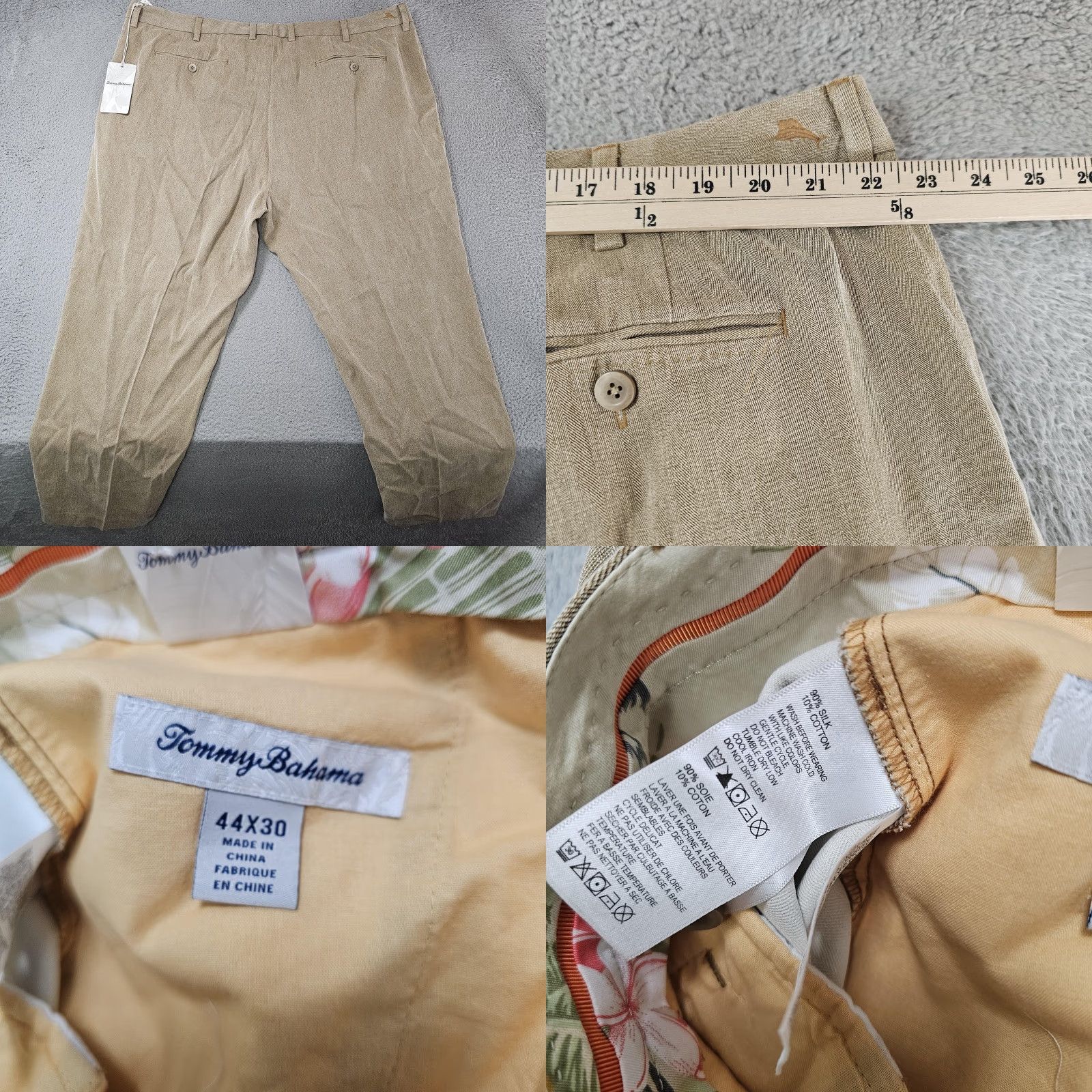 Tommy Bahama Tommy Bahama Pants Mens 44x30 Brown Havana Herringbone Silk Blend Dress Chinos Size US 44 / EU 60 - 8 Thumbnail