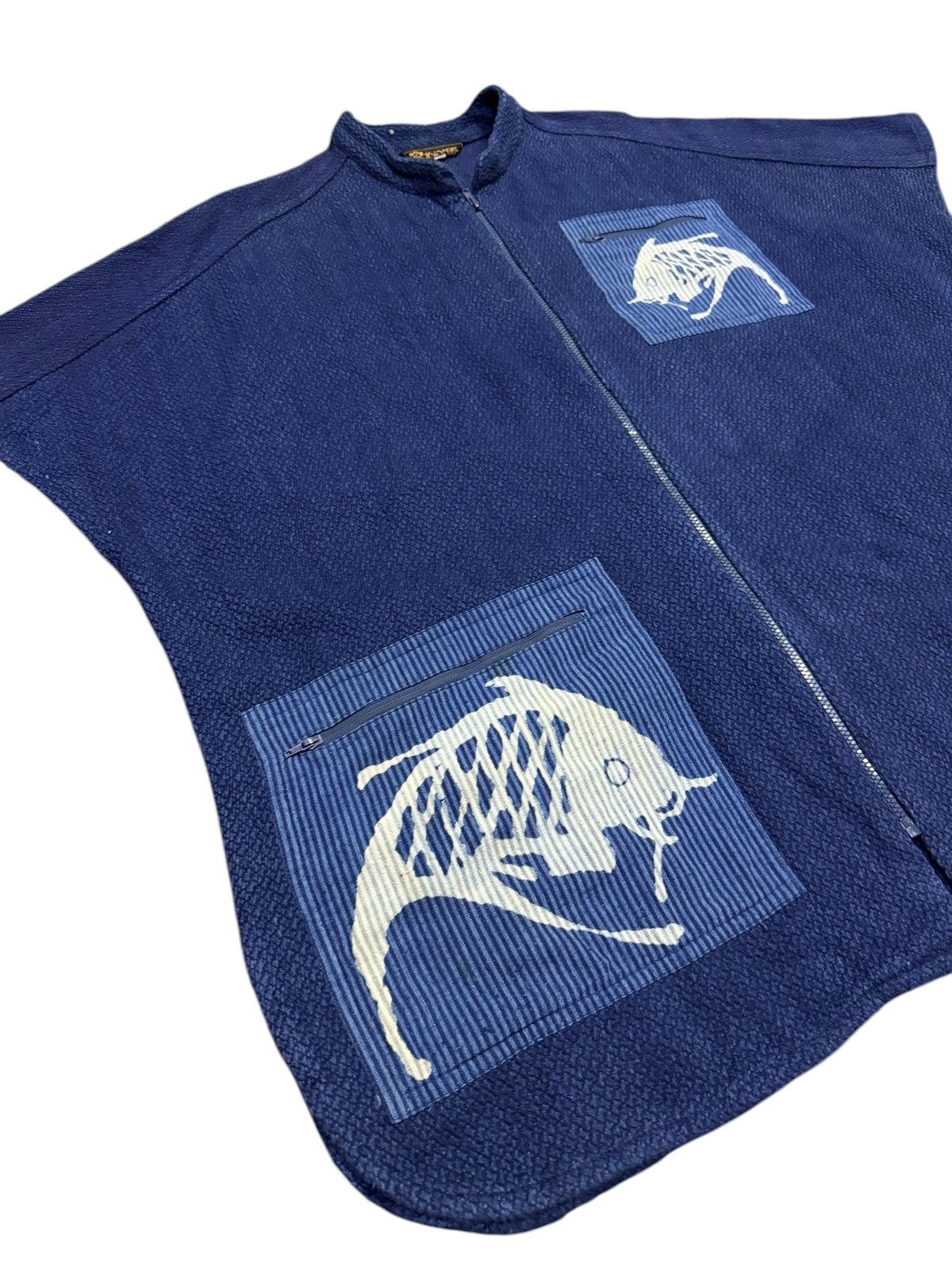 Japanese Brand Vintage Japanese Indigo Kimono Haori Style Fish Graphic Zip Size US M / EU 48-50 / 2 - 3 Thumbnail