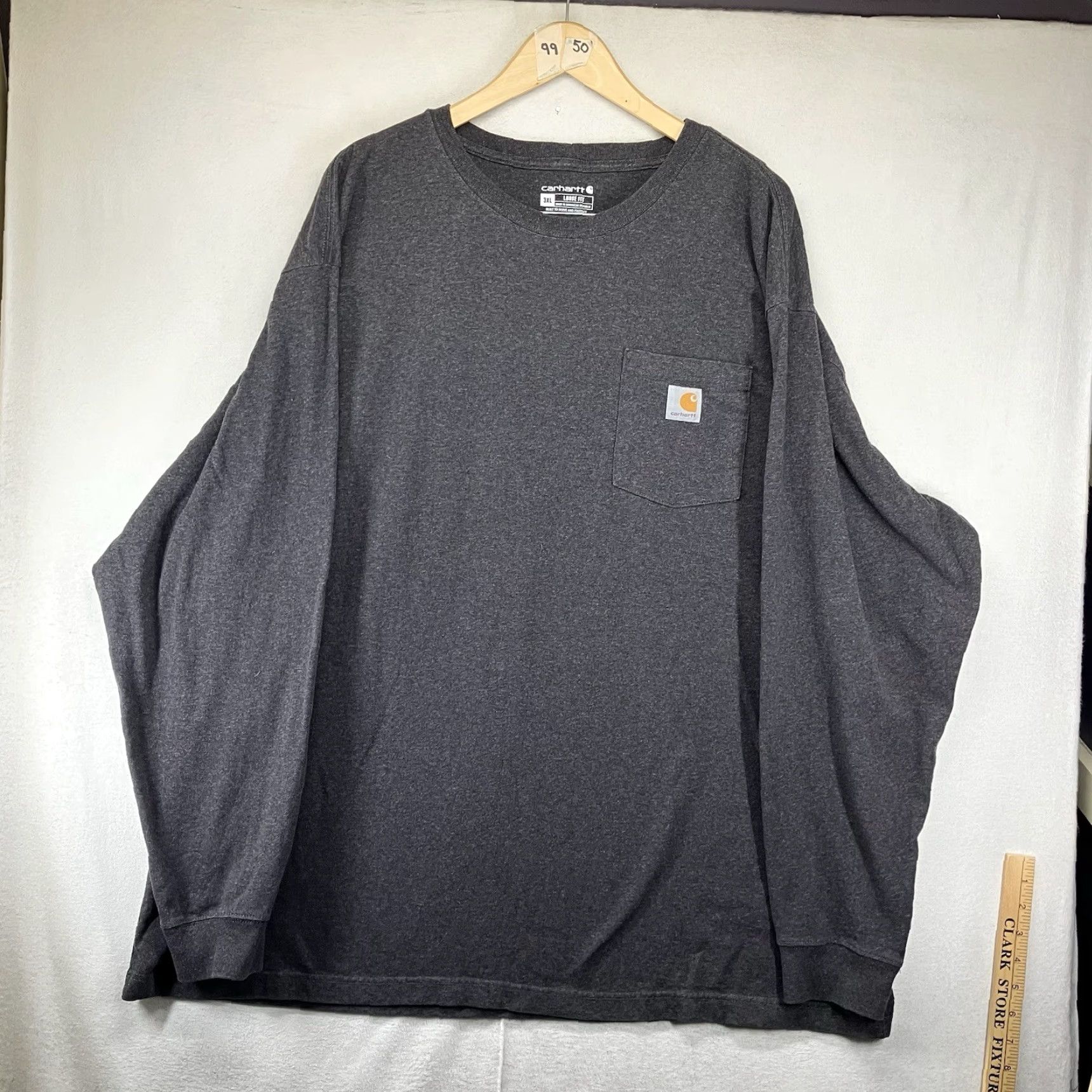 Carhartt Carhartt Mens T-Shirt Charcoal Gray 3XL Long Sleeve Crew Neck Pocket Relaxed Fit All Seasons Logo Size US XXL / EU 58 / 5 - 2 Thumbnail