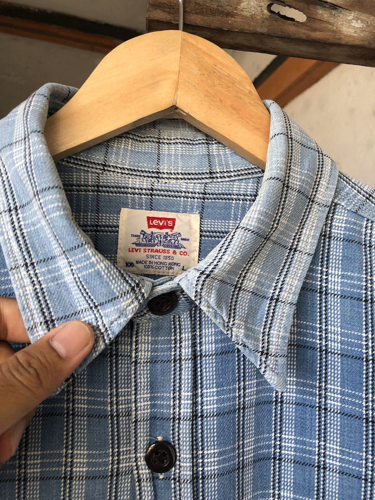 Levi's Vintage Levis Light Blue Flannel Size US L / EU 52-54 / 3 - 10 Thumbnail