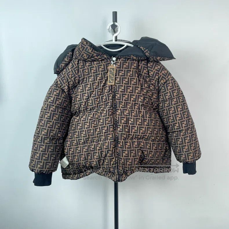 Fendi Fendi Brown Two-Faced Hooded Down Jacket Size S / US 4 / IT 40 - 1 Thumbnail