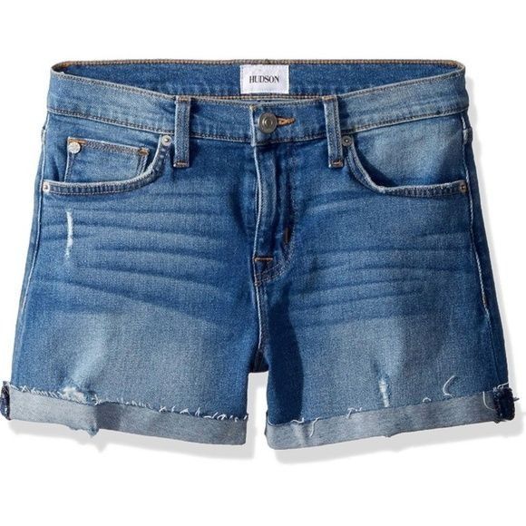 Hudson Hudson Distressed Blue Denim Shorts Size 25" / US 0 / IT 36 - 1 Thumbnail