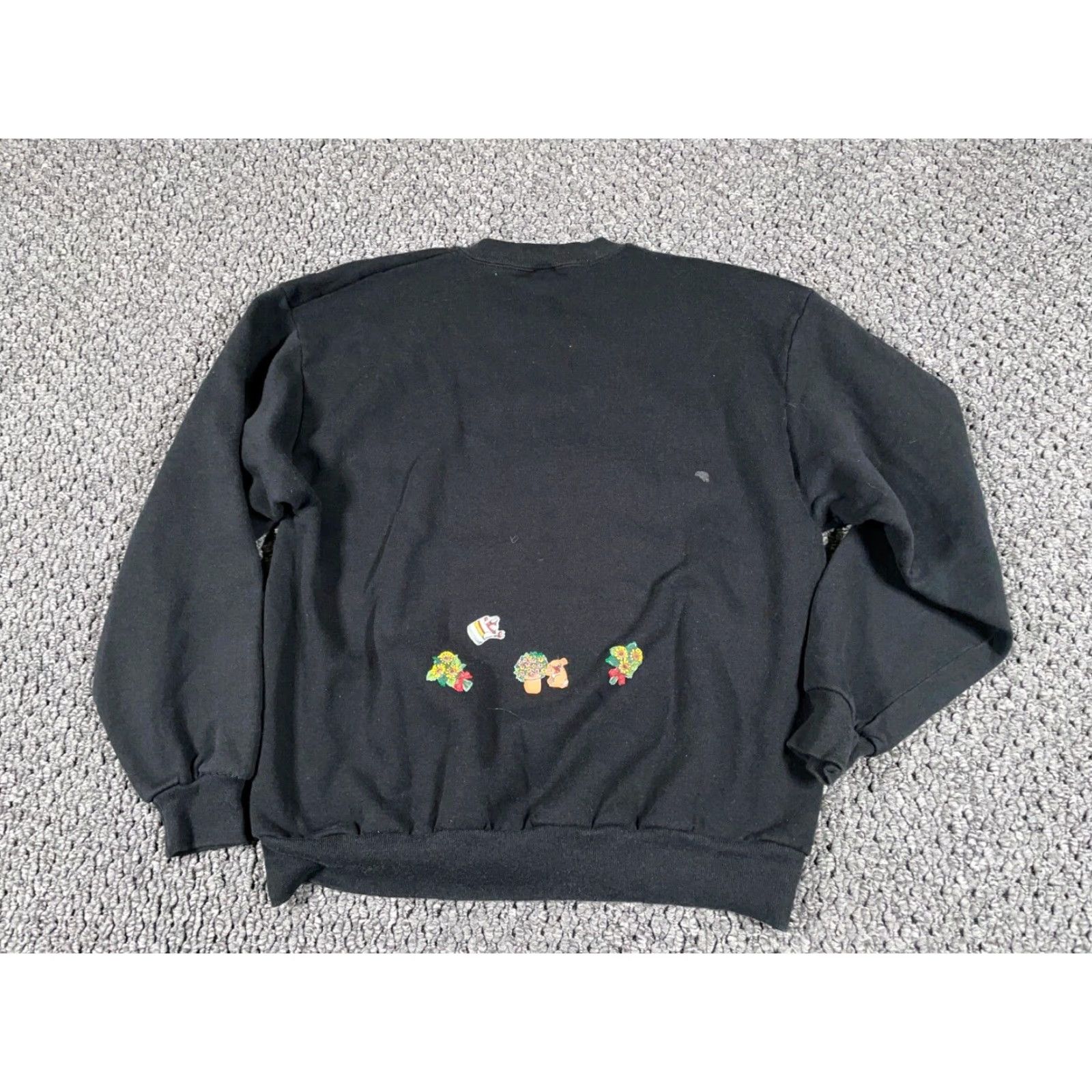 Jerzees VINTAGE Jerzees Sweatshirt Shirt Women Adult Large Black 90s Flower Nature Graphic Print Pull Over Size L / US 10 / IT 46 - 2 Thumbnail