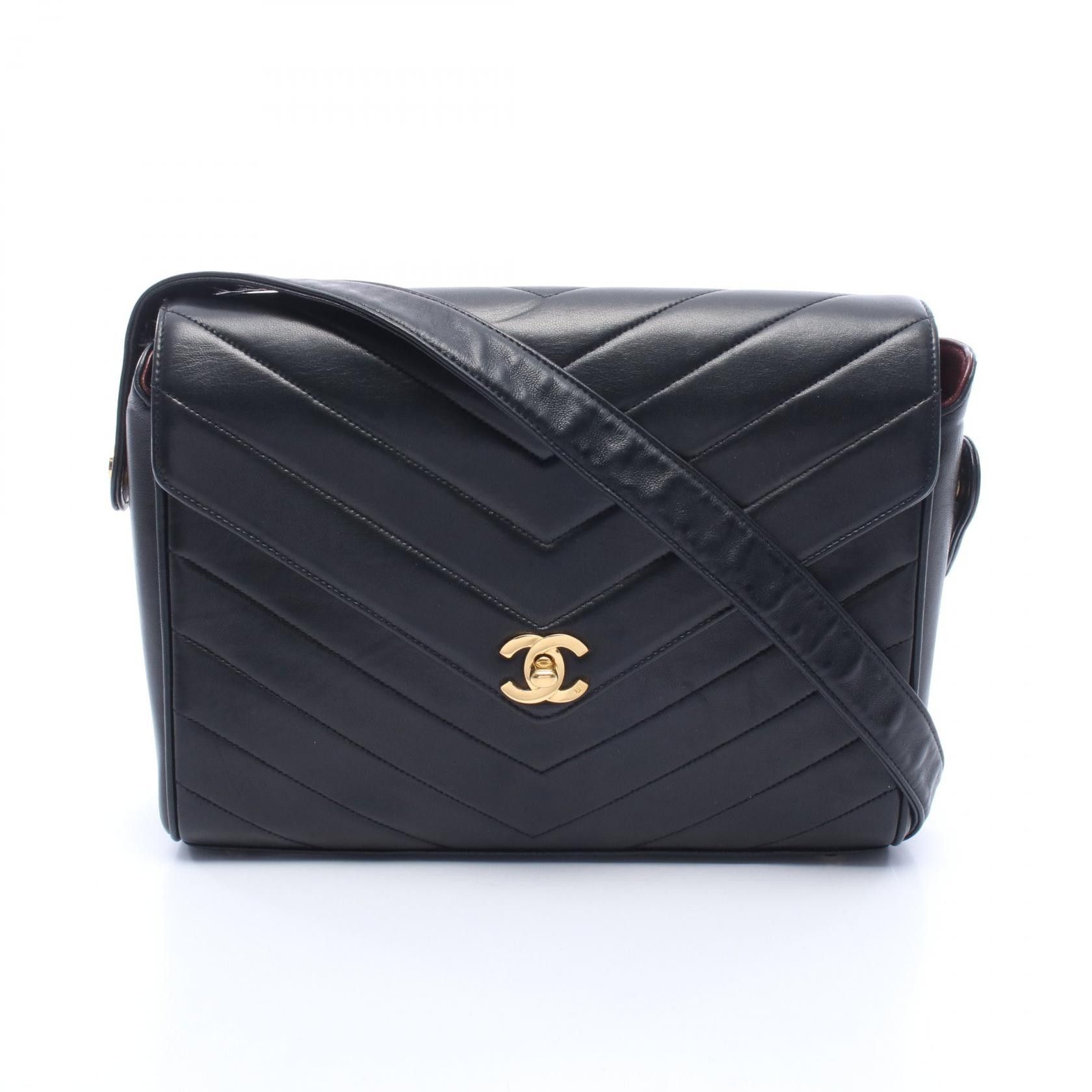 Chanel Chanel CHANEL Chevron V Stitch Lambskin Shoulder Bag Leather Shoulder Bag DUTY FREE for USA Size ONE SIZE - 1 Thumbnail