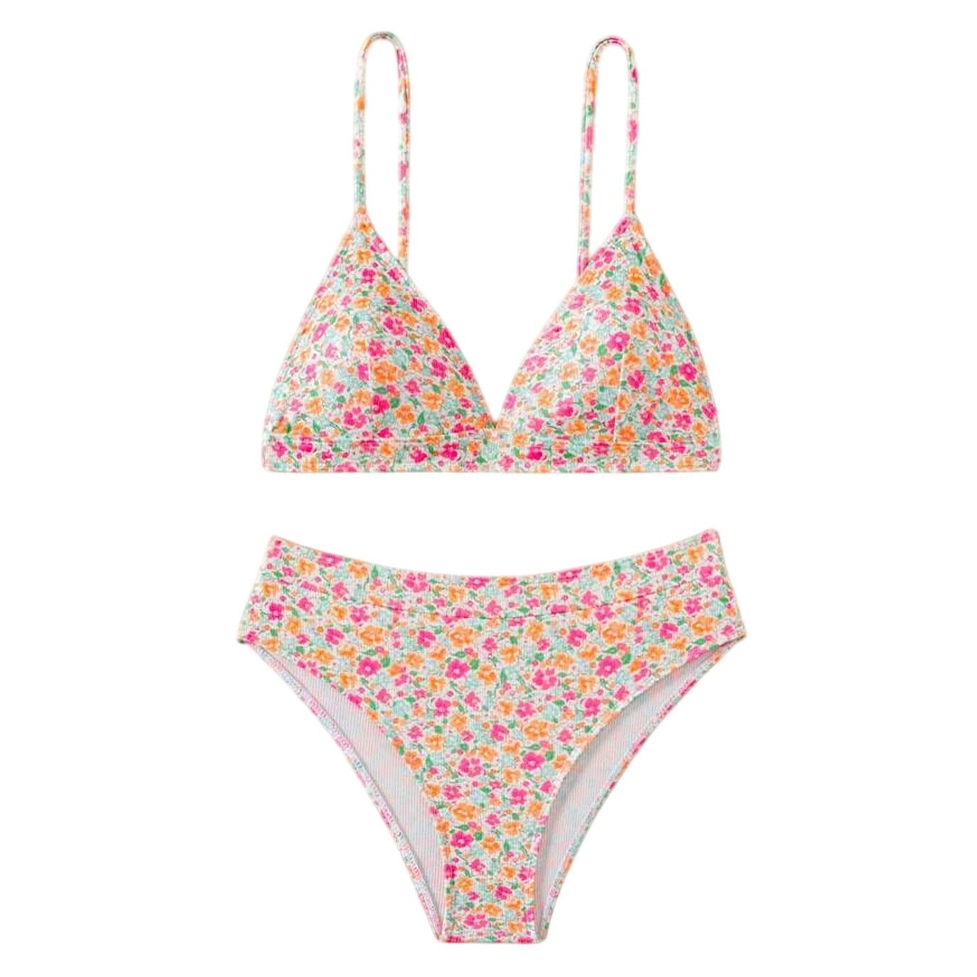 Shein Ditsy Floral High Waisted Bikini Set in Pink, Size M Size ONE SIZE - 1 Thumbnail