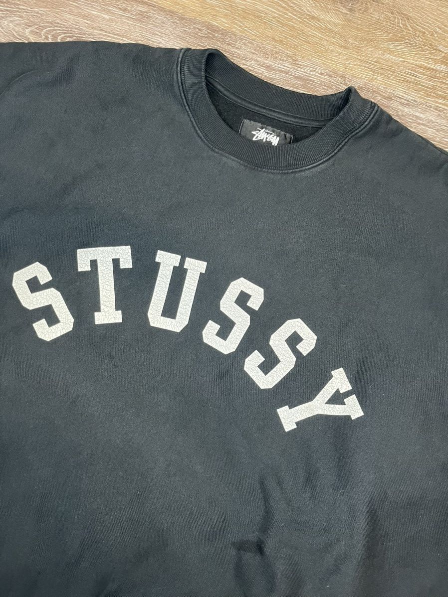 Stussy Relaxed Fit Black Faded Stussy College Varsity Crewneck Size US XL / EU 56 / 4 - 2 Thumbnail