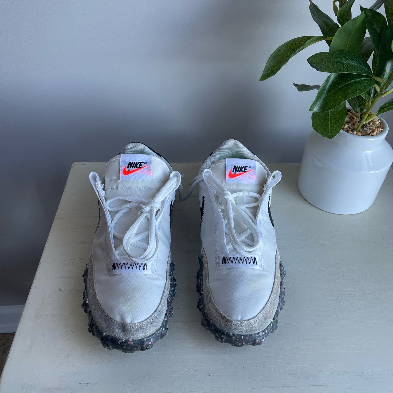 image of Womens Nike Waffle Racer Crater Shoes in White (Size 7.5)