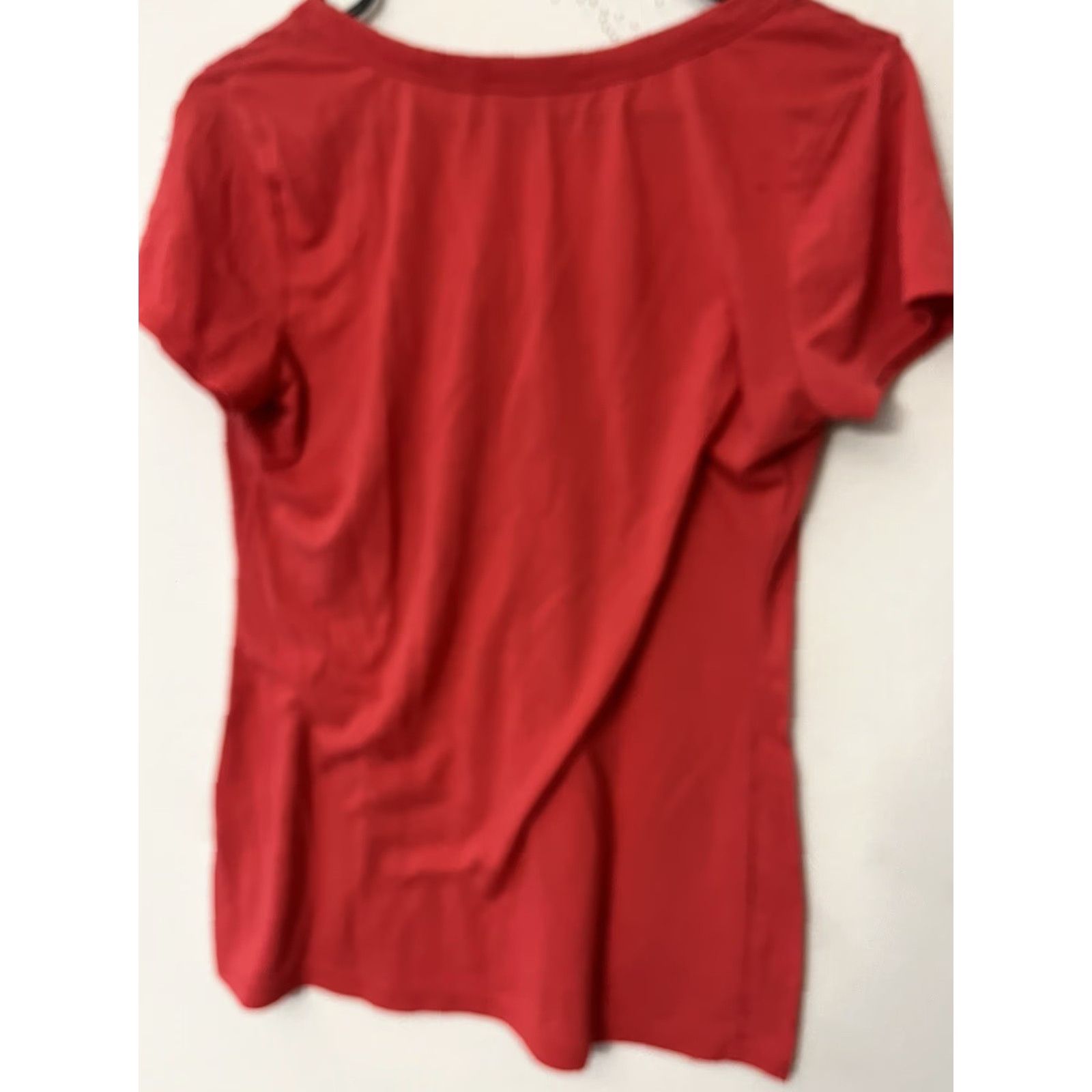 Banana Republic Banana Republic V-Neck Shirt Blouse Medium Orange Womens Solid Short Sleeve Size M / US 6-8 / IT 42-44 - 2 Thumbnail